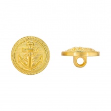 Пуговица пластиковая на ножке "Якорь", круглая, золотая, 28L