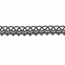 Кружево ажурное с причудливым узором, ширина 45 мм, цвет черный, намотка 15 ярдов