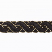 Пояс текстильный на термоклеевой основе, цвет черный+серебро, ширина 45 мм, намотка 6 м