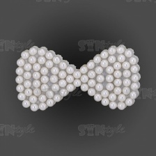 Аппликация "Бантик" из страз, на фетровой основе, размер 60 мм х 30 мм, цвет белый+белые бусины