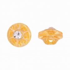 Пуговица пластиковая на ножке, круглая, желтая прозрачная с белой стразой в центре, 20L