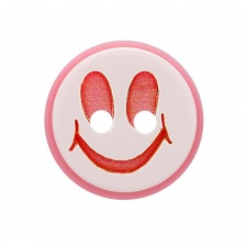 Пуговица пластиковая на два прокола "Смайлик", размер 20L, цвет розовый