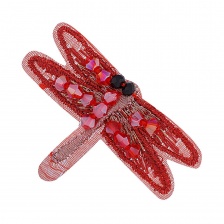 Аппликации с элементами из бисера, цвет красный, размер 50х35 мм