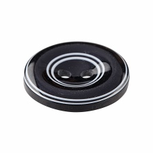 Пуговица пластиковая на два прокола, размер 40L, цвет черный/белый