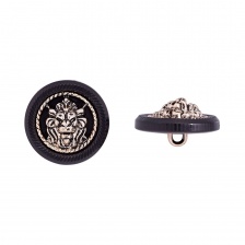 Пуговица пластиковая на ножке, размер 40L, цвет черный/золотой, 100 шт/уп (E04)