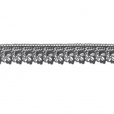Кружево ажурное, нежная цветочная гирлянда с резным краем, ширина 55 мм, цвет черный, намотка 15 ярдов