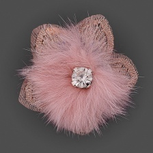 Цветочки декоративные с натуральным мехом, цвет грязно-розовый, размер 40 мм, 
