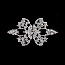 Застежка металлическая, цвет серебряный+стразы белые, размер 58х32 мм