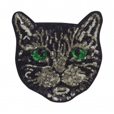 Термоаппликация "Кошка" с пайетками, размер 160х160 мм