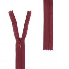 Молния спираль, тип 3, потайная, неразъемная, основа капрон, длина 50 см, цвет 520 (бордовый), бегунок цвета основы