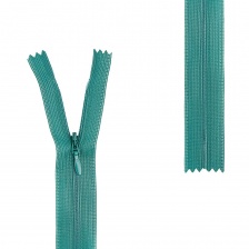 Молния спираль, тип 3, потайная, неразъемная, основа капрон, длина 50 см, цвет 258 (изумрудный), бегунок цвета основы