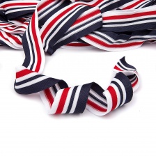 Тесьма трикотажная (лампасная), ширина 40 мм, цвет темно-синий/белый/красный, намотка 70 метров