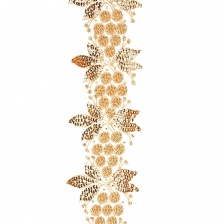 Кружево на сетке с растительным орнаментом, расшитое пайетками и микробисером, ширина 70 мм, цвет черный, намотка 10 ярдов 