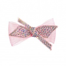 Аппликация с элементами из страз, цвет розовый, размер 66х35 мм