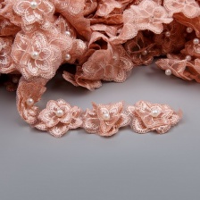 Цветочки из капроновой ленты, ширина 55 мм, намотка 20 ярдов, цвет капучино+белый, № 17