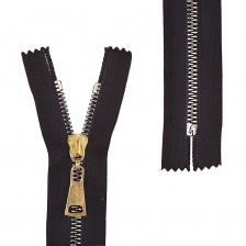 Молния трактор, тип 5, неразъемная, основа нейлон, длина 18 см, цвет 322 (черный), звенья металлизированные, цвет золотистый, бегунок золото