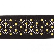Резинка декоративная, ширина 60 мм, цвет черный+золотой, намотка 50 метров 