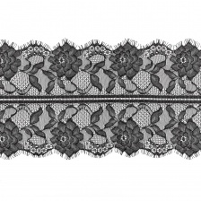 Кружево "Французское", ширина 200 мм, цвет черный, длина 3 метра