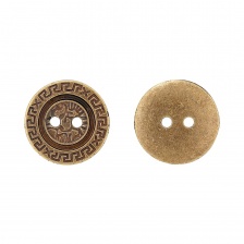 Пуговица пластиковая на два прокола, бронзовая, 28L