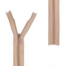 Молния спираль, тип 3, потайная, неразъемная, основа капрон, длина 20 см, цвет 307 (бежевый), бегунок цвета основы