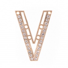 Декоративное украшение пришивное металлическое, цвет золото+белые стразы, размер 40х53 мм