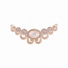 Декоративное украшение пришивное металлическое, цвет золото+белые стразы, размер 70х30 мм