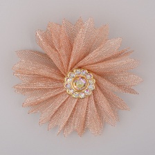 Цветочки декоративные из капрона со стразами, цвет капучино, диаметр 45 мм, 