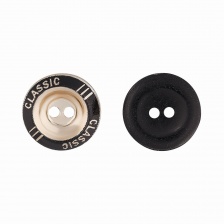 Пуговица пластиковая на два прокола, золотая с черным, 28L