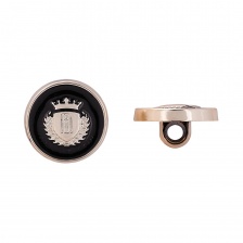 Пуговица пластиковая на ножке, размер 28L, цвет золото+черный