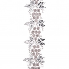 Кружево на сетке с растительным орнаментом, расшитое пайетками и микробисером, ширина 70 мм, цвет серебряный, намотка 10 ярдов 