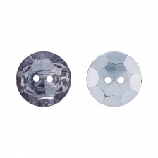 Пуговица пластиковая на два прокола "Кристалл", прозрачная черная, 28L