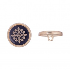 Пуговица металлическая на ножке, золотая с синим, 28L