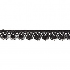 Кружево ажурное, тонкая изящная нежная гирлянда с причудливым узором и резными краями, ширина 15 мм, цвет черный, намотка 10 ярдов 