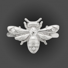 Брошь металлическая со стразами, крепление усики, размер 27х19 мм