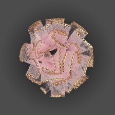 Цветочек из капроновой ленты, розовый с золотом, размер 30 мм,