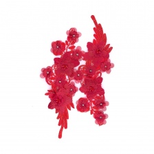 Аппликация кружевная пришивная (пара), размер 80х290 мм, цвет красный