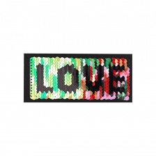 Термоаппликация-перевертыш из двухсторонних пайеток "LOVE", размер 140х52 мм