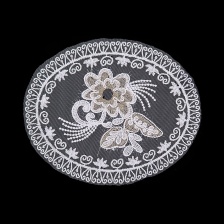 Аппликация кружевная пришивная, цвет белый, размер 165 мм х195 мм