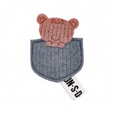 Аппликация 3D "Мишка", цвет серый+грязно-розовый, размер 35х45 мм