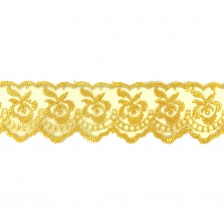 Кружево декоративное, ширина 40 мм, цвет желтый (16), намотка 10 ярдов