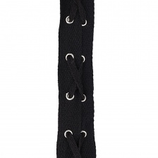 Декоративная тесьма отделочная с люверсами и шнуровкой, ширина 35 мм, цвет черный+серебро, намотка 15 ярдов