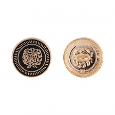 Пуговица металлическая на ножке, размер 28L, цвет золото/черный