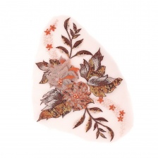 Аппликация кружевная пришивная на сетке с объёмными цветами, бусинами, пайетками и стразами, размер 230х310 мм