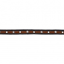 Декоративная тесьма с люверсами и клепками, цвет черный+коричневый, ширина 25 мм, намотка 15 ярдов