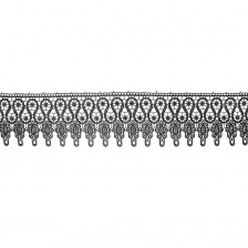 Кружево ажурное, тонкая нежная гирлянда с резным краем, ширина 90 мм, цвет черный, намотка 15 ярдов
