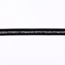 Лента бархатная с люрексом, цвет черный+серебряный, ширина 10 мм, намотка 50 ярдов