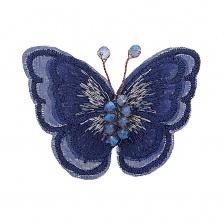 Аппликация с элементами из бисера, цвет темно-синий, размер 50х40 мм