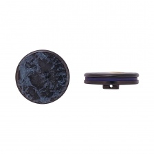 Пуговица пластиковая на ножке, круглая, темно-синяя, окрашена под мрамор, 54L