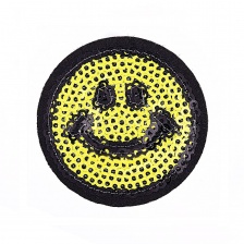 Термоаппликация "Смайлик" с пайетками, размер 47 мм