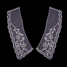 Воротник пришивной из тонкого капрона с цветочной вышивкой, украшенный стразами, размер 200х75 мм